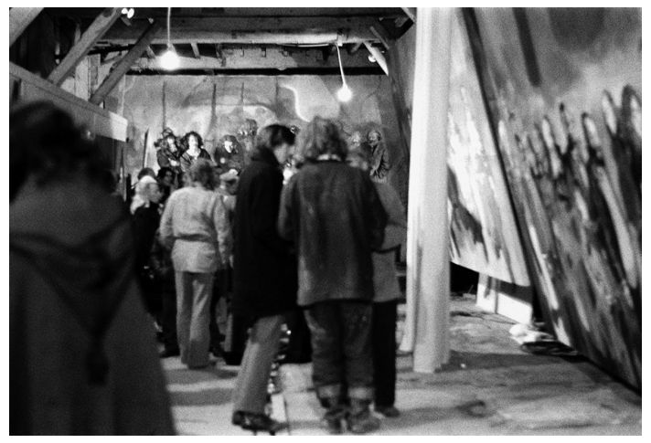 Lenkiewicz at the Vagrancy exhibition opening night, 1973.